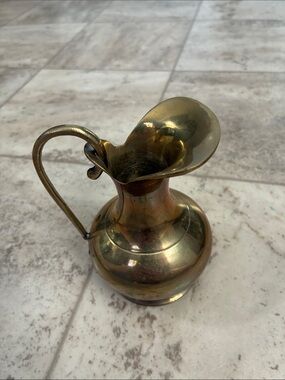 Enesco Solid Brass Curved Handle Pitcher